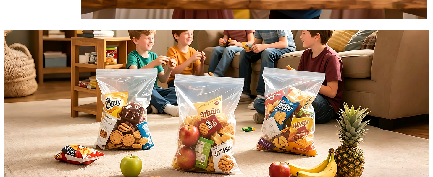 EXTRA LARGE PLASTIC BAGS FOR SNACKS &amp;amp;amp; FRUITS
