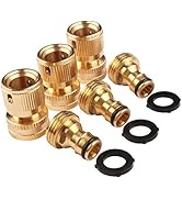 U.S. Solid 3 Pack Garden Hose Quick Connector Set in Solid Brass- Water Hose Fitting 3/4 inch, No...