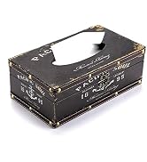 Sumnacon Retro Rectangular Wooden Tissue Box Cover, Vintage Napkin Holder Pumping Paper Case Disp...