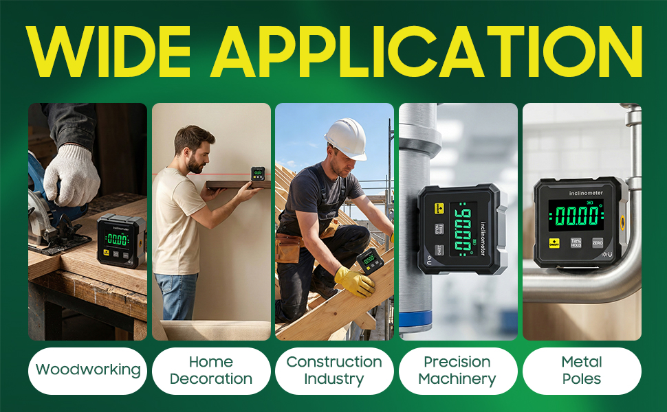 RunBuxd Digital Angle Finder Protractor Inclinometer Tool, 4-Side Strong Magnetic Angle Gauge