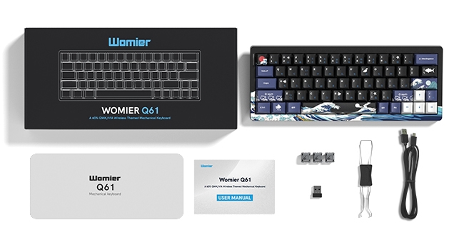 60% Percent Keyboard Wireless with QMK/VIA, Gaming Keyboard Kanagawa, Creamy Keyboard black