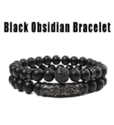 Blak Obsidian Bracelet, Handmade Beaded 8MM Crystal Beads,Adjustable Stretch Bracelet,Chakra Brac...