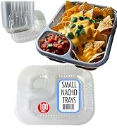 Disposable Plastic Nacho Trays with 2 Compartments - 12oz Crystal Clear Nachos Trays for Cheese D...