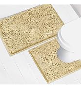 AINAHYVA Bathroom Rugs Chenille Bath mat 2 Piece Set, Super Absorbent, Strong PVC Non Slip Backin...