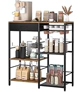TIFFLOI Coffee Bar with Integrated Storage,5-Tier Coffee Bar Cabinet with Drawers,Kitchen Coffee ...
