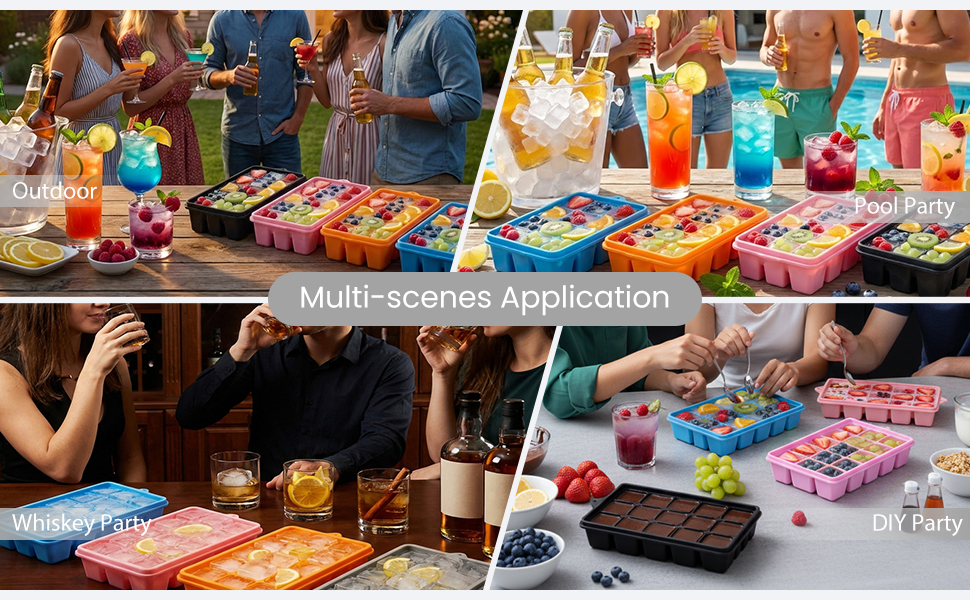 Silicone Ice Cube Trays with Lids