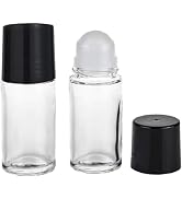Galepromot 2 Pcs Black Clear Empty Glass Essential Oil Roller Bottles Vials Containers Refillable...