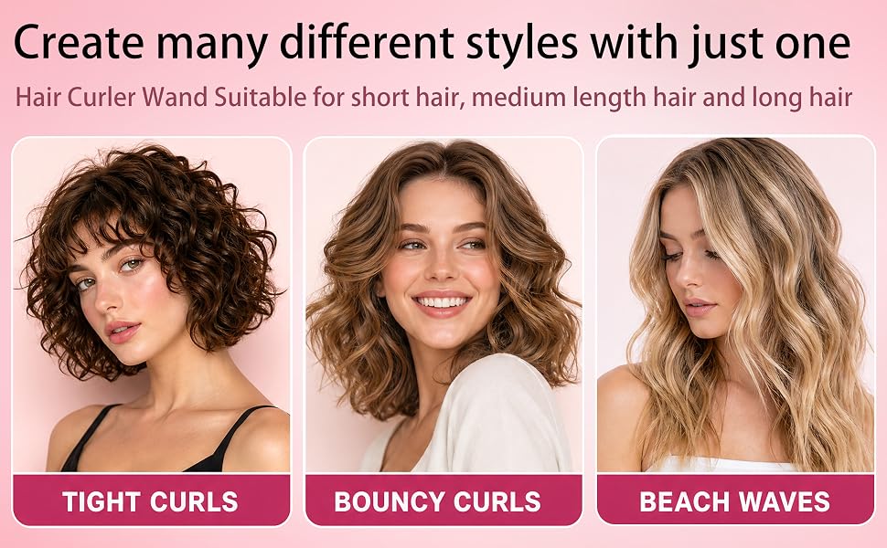Curling Wand Iron for Short Medium Long Hair