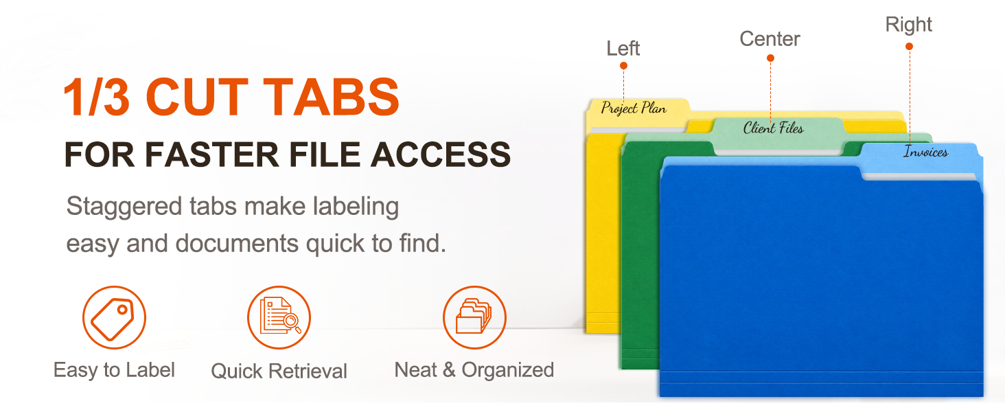 Color-coded file organization;Manila File Folders