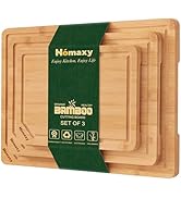 Homaxy Organic Bamboo Cutting Boards Set for Kitchen Set of 3, Wooden Cutting Board Set with Juic...