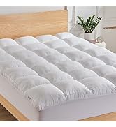 SLEEP ZONE Queen Mattress Topper Washable, Deep Pocket Mattress Pad, Thick Fitted Mattress Cover ...