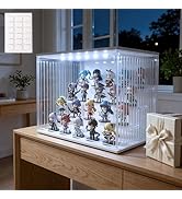 LED Acrylic Display Case with Stackable Design,Dustproof Clear Display Cabinet with Magnetic Door...