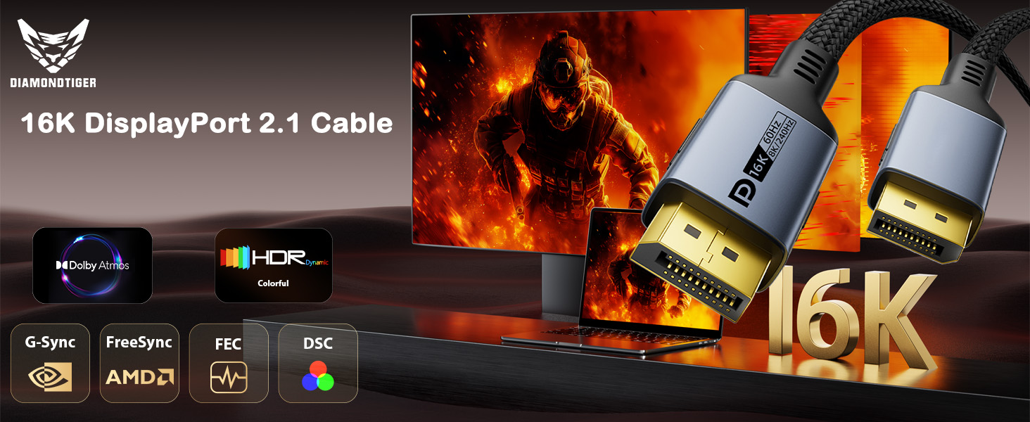 16K DisplayPort 2.1 Cable