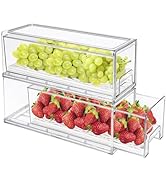 Mano 2Pack Stackable Refrigerator Drawers Pull Out Clear Fridge Drawer Organizer Bins Pantry Stor...