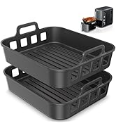 Silicone Air Fryer Liners for Ninja SL401 Double Stack 2 Basket Air Fryer, Reusable Rectangle Per...