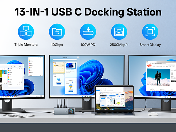 USB C Docking Station 3 monitors
