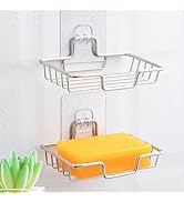 2025 Upgraded Stainless Steel Soap Dish (Set of 2) - No Drill Adhesive Bar Soap Holder for Shower...