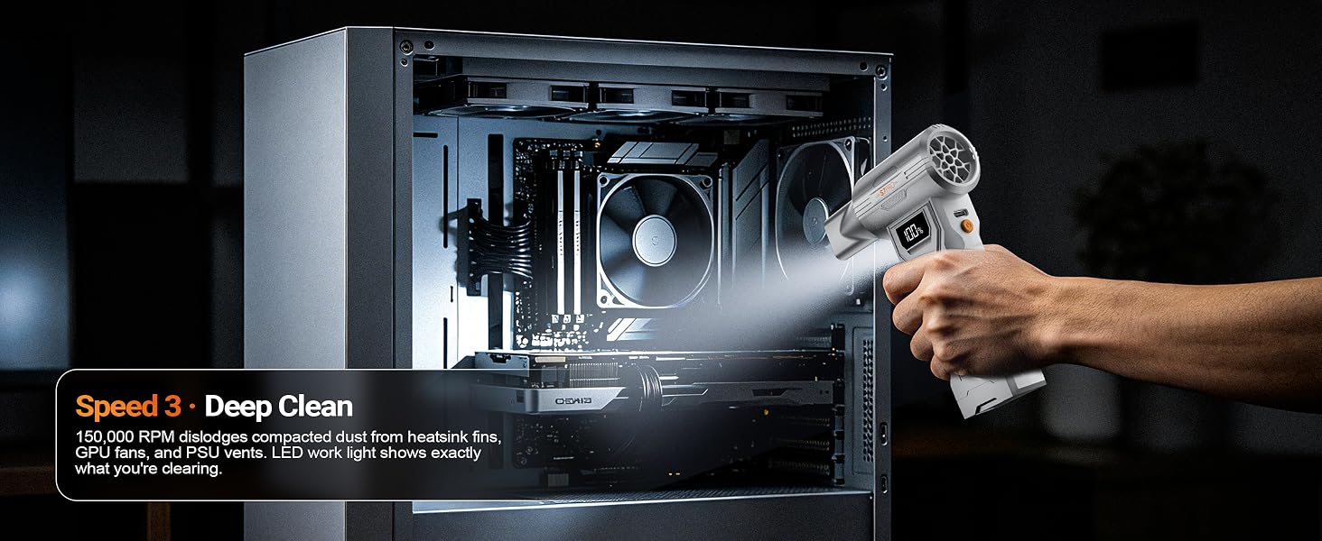 Hopetool S7 Pro Speed 3 Deep Clean mode cleaning PC case with LED light