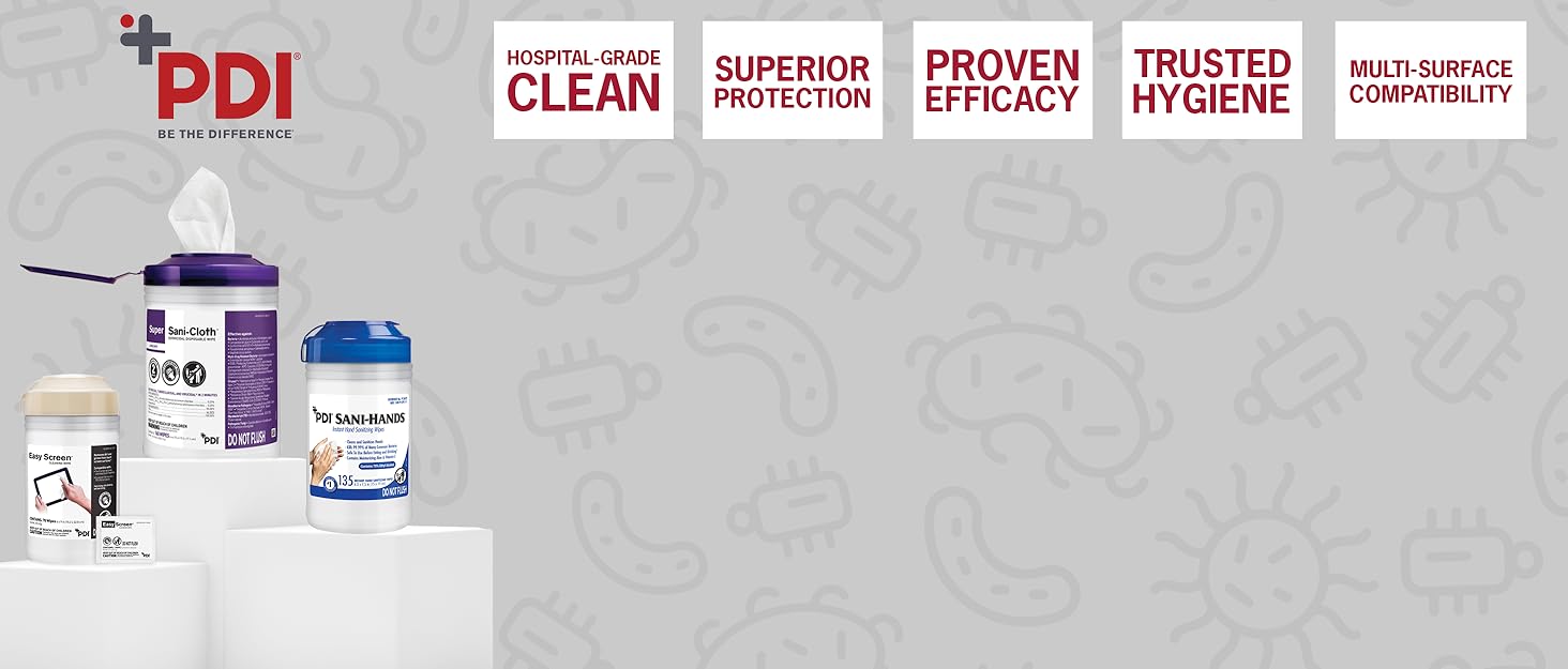 PDI Brand Story, Super Sani-Cloth Wipes, Bleach, Easy Screen Cleaning Wipes