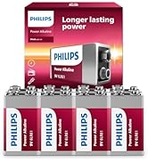 Philips 9 Volt Batteries 8 Pack, Power Alkaline 9v Batteries Durable, Leak Proof, Long Lasting 9 ...