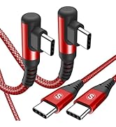 sweguard USB-C to USB-C Cable 60w [2-Pack 6.6ft], Right Angle Type C to C Fast Charger Cord Compa...