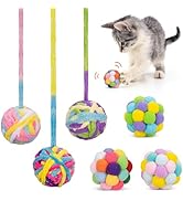 Retro Shaw Cat Toys Balls, 6Pcs Woolen Yarn Cat Ball Toy with Bell Inside, Interactive Kitten Toy...