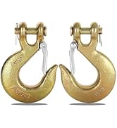 2 Pack Heavy Duty Chain Hooks 3/8 Inch, G70 Forged Steel Clevis Slip Hook with Safety Latch for 3...