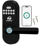 CHEN LCLILICHEN Keyless Entry Door Lock with Handle, Smart Fingerprint Deadbolt, APP Control &amp; Ke...