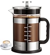 QUQIYSO French Press Coffee Maker 51oz 304 Stainless Steel French Press with 4 Filter, Heat Resis...