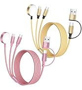 USB A/C 3 in 2 Multi Charging Cable 2Pack 5FT, Travel Essentials Apple Watch Charger/USB C Cable/...