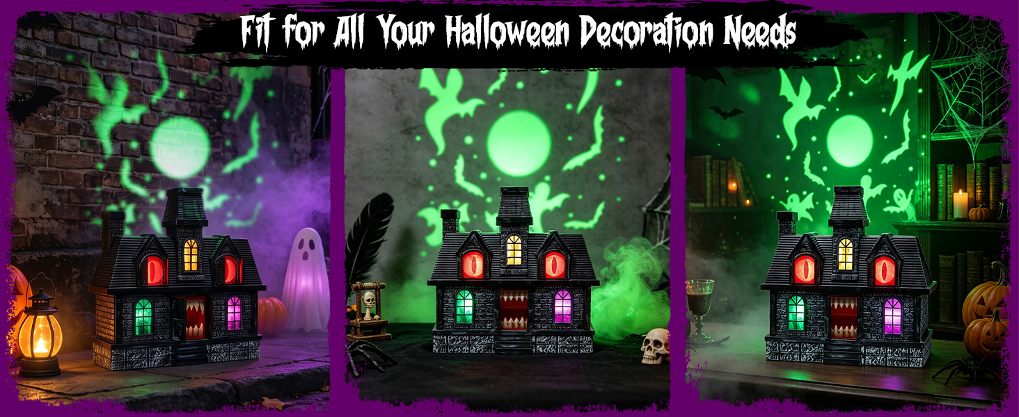Halloween Projection Haunted House Decor, Colorful Lights