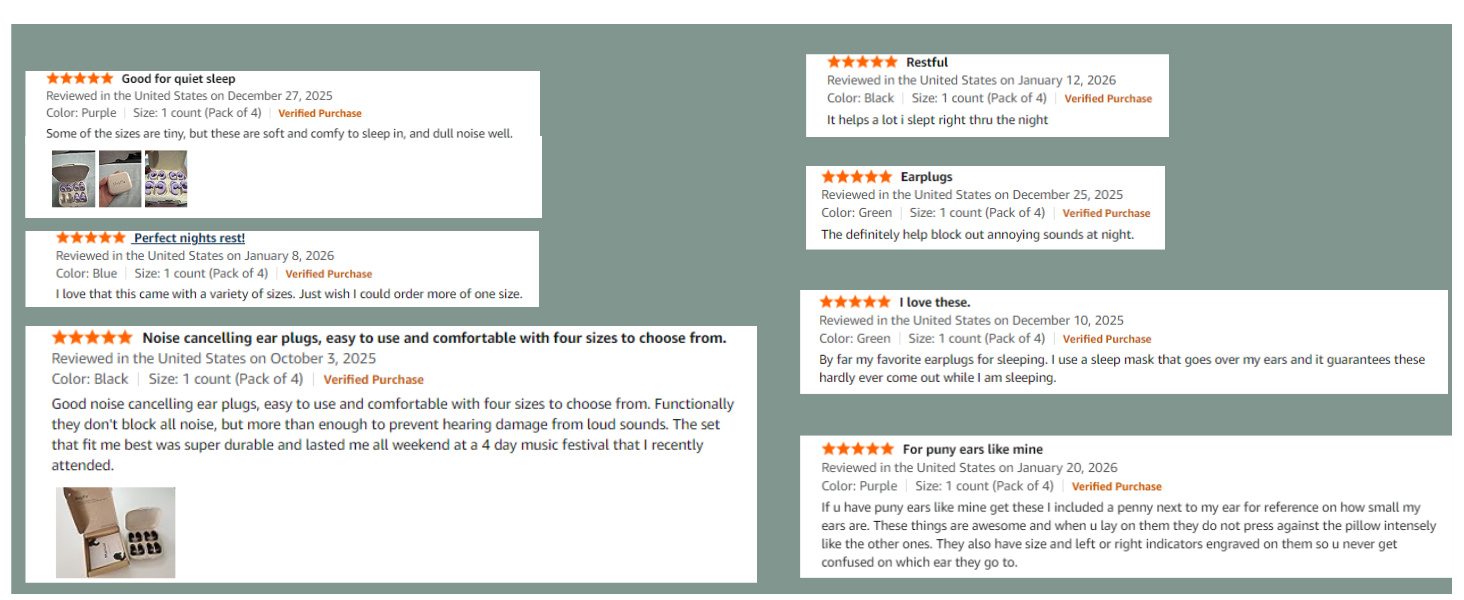 Noise Cancelling Ear Plugs for Sleep, Small Ear Fit - No-Pain for Side Sleepers