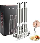 Premium Stainless Steel Salt and Pepper Grinder Set – Refillable One-Handed Thumb Press Grinders ...