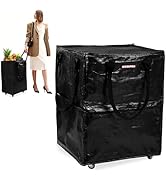 WORKPRO Medium Reusable Grocery Bag on Wheels, Heavy Duty Rolling Shopping Tote with Handle, Fold...