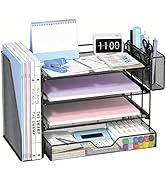 OPNICE Desk Organizers and Accessories, 4-Tier Workspace Desktop File Organizer with Drawer &amp; Pen...