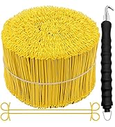 weideer 1001 Pieces Double Loop Rebar Wire Bar Ties 6 Inch 16 Gauge Yellow with Automatic Rebar T...