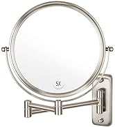 Wall Mounted Makeup Mirror, 1X/5X Magnifying Mirror Double Sided, 8 Inch Extendable Bathroom Mirr...