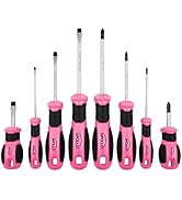 Apollo Tools Pink 8 Piece Essential Screwdriver Set Phillips and Slotted with Magnetic Tips and N...