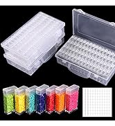 Quefe 3pcs 64 Grids Diamond Painting Storage Containers 5D Beads Organizer with Diamond Painting ...