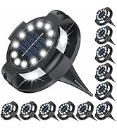 WILUX Solar Pathway Lights Outdoor 12 Packs, Bright White 16 LEDs Solar Ground Lights Walkway Lig...
