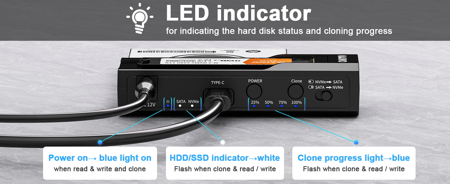 M.2 to SATA SSD HDD Duplicator Cloner Copier