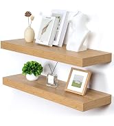 FLYJOE Deep Floating Shelves | 36 Inch Oak Floating Shelves Set of 2 | 12 Inch Deep Rustic Wood S...