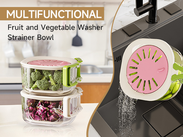 fruit washing bowl with strainer