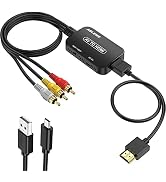 RCA to HDMI Converter,1080P Composite to HDMI Adapter with RCA Cable &amp; HDMI Cable Supports PAL/NT...