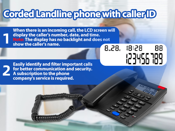 corded landline phones with Caller ID Speaker for home Office