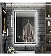 Ratsamee 24x36 Inch Led Mirror for Bathroom with Front Light and Backlit, Dimmable Anti Fog Wall ...