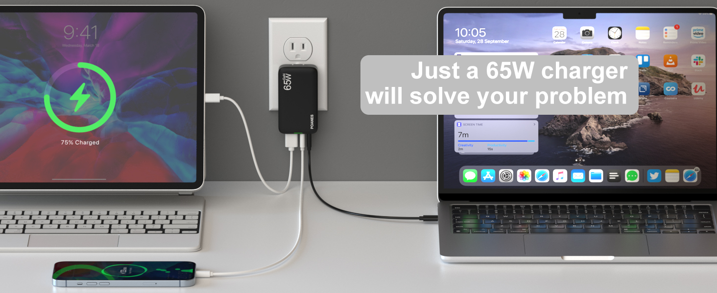 This charger can charge three devices at the same time