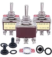 Taiss 3pcs Heavy Duty Toggle Switch DPDT ON/Off/ON 6 Terminal Metal Rocker Toggle Switch 20A 125V...