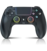 GUOC LED Wireless Controller for PS5, Compatible with PS5 Pro/Slim/PC, Dual Vibration, Macro/Turb...