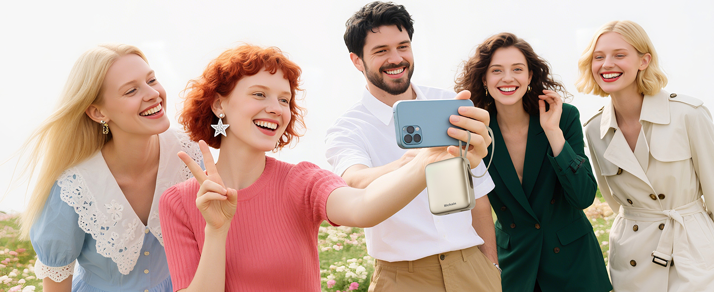 Small Portable Charge with Built in Cables
